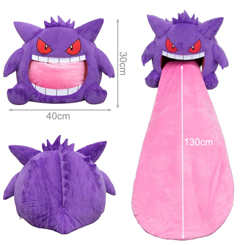 Pokemon Gengar Grande Língua Plushies Anime Periférico Grande Tamanho Gengar Travesseiro de Sono Dupla Finalidade Cobertor de Pelúcia Boneca de Brinquedo de Pelúcia