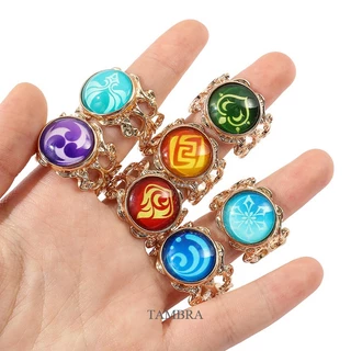 Tambra Anime Cosplay Anel De Impacto Genshin Para Mulheres Homens Olho De Deus Elemental Jóias De Dedo De Metal Acessórios Crianças Presente