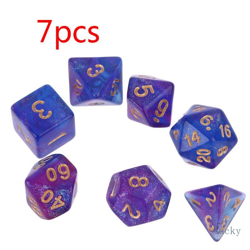 Sortudo 7pcs D4-D20 Acrílico Poliédrico 20 Dados Laterais Jogo De Tabuleiro De Para Bar Party
