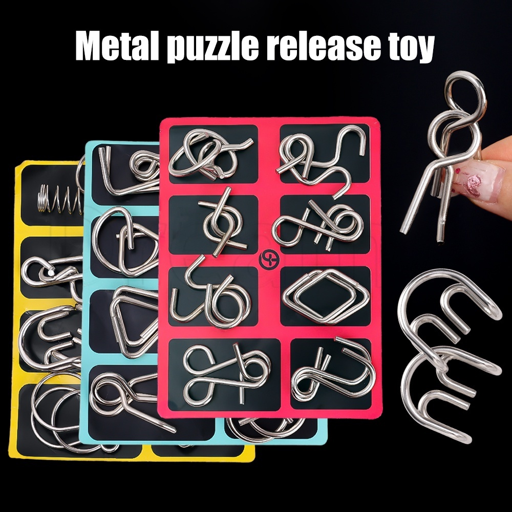 Metal Nove Anéis Ligados Quebra-Cabeça De Inteligência De Fivela/Brinquedos Educacionais Infantis Geométricos De Liga/Aliviar O Stress Desbloquear Intertravamento Kids Toy/Classical Brain Teaser
