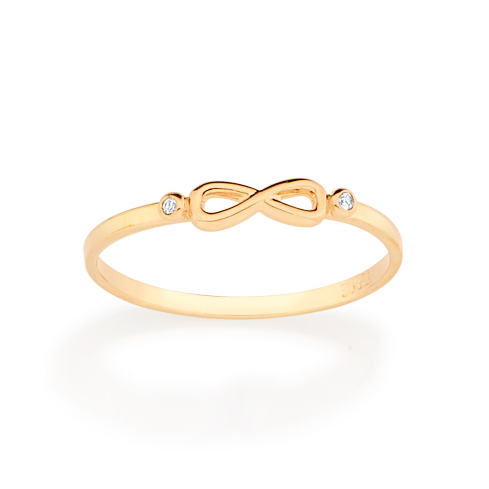 Anel skinny infinito com zircônia 513063 Rommanel