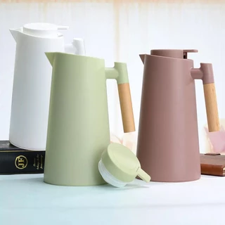 Garrafa A Vácuo De Café Chá Térmica 1L Cabo De Madeira