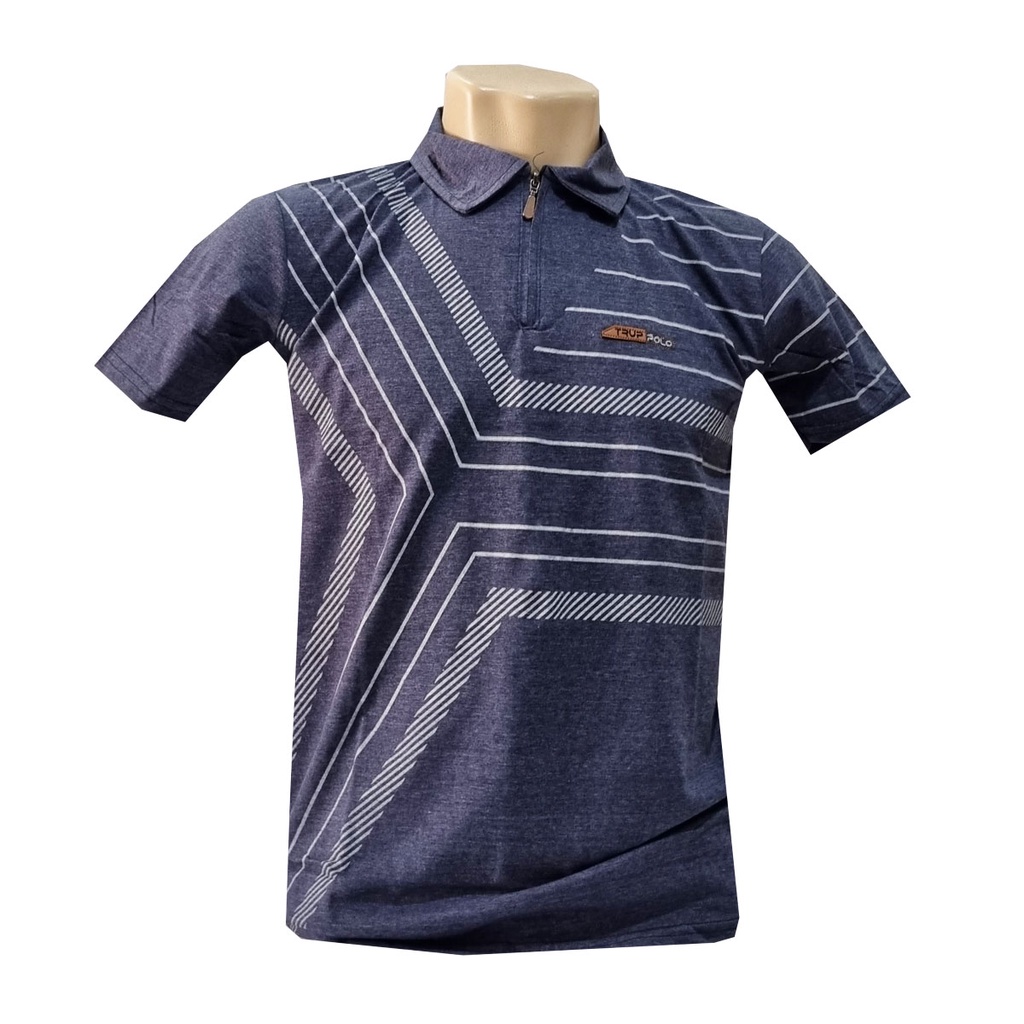 Camiseta Pólo Masculina Algodão Manga Curta Estampada Y Com Zíper
