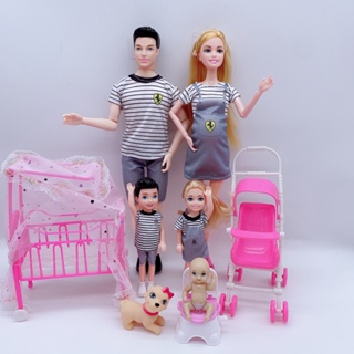 TK 6pcs Família Boneca Grávida Mamãe Bebê Pai Crianças Para Bonecas Barbie  Conjunto