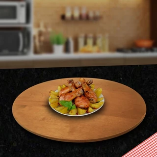 Prato Giratório Decorativo Servir Mesa Jantar 40 Cm Laminado Mel