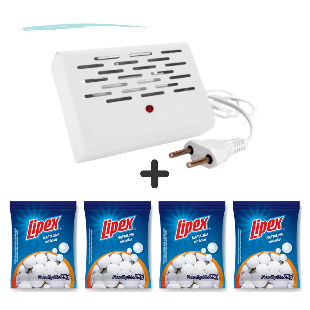 Desumidificador Antimofo Guarda Roupa Gaveta Parede + 4 Naftalina 25g ...