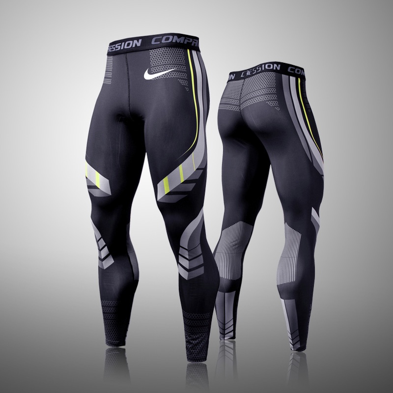 Calças De Compressão Masculinas Meias-Leggings Para Ginástica Esportiva Quick Dry Fit Joggings Exercício Brancas Pretas
