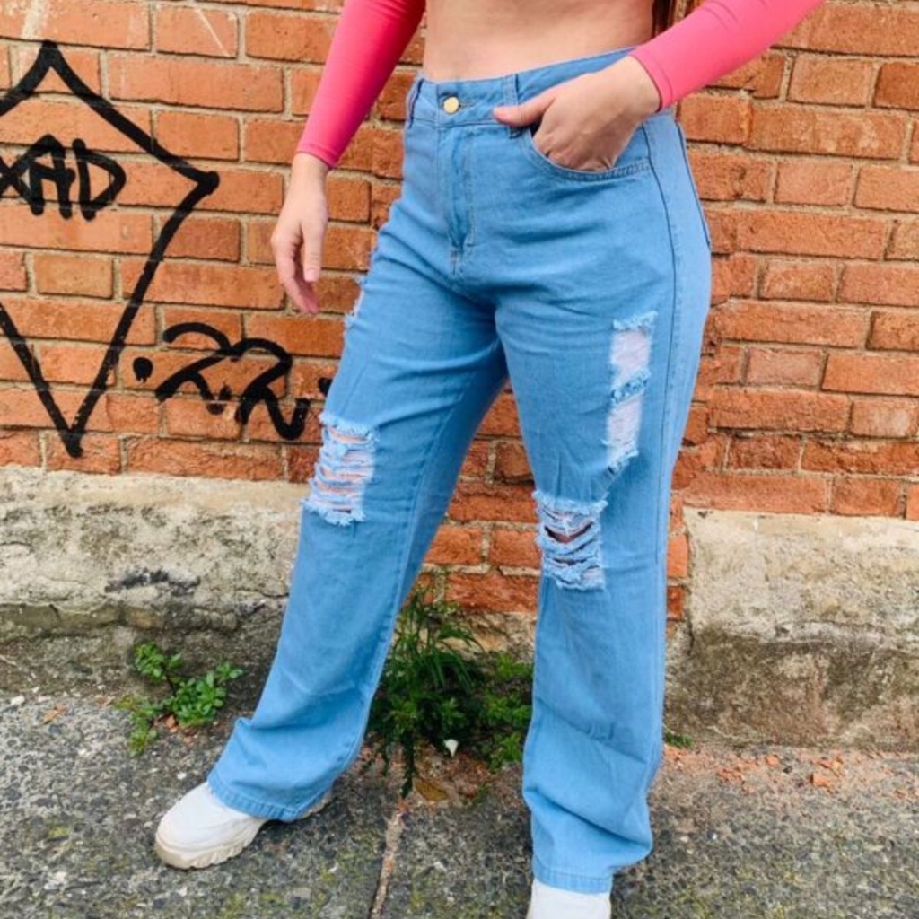 calça jeans feminina drapeada em Promoção na Shopee Brasil 2025