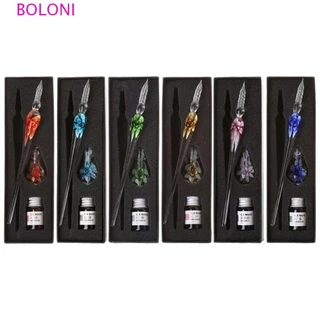 BOLONI Caneta Floral Dip Pen , De Tinta De Vidro Para Enchimento De Assinaturas , Pintura De Arte Caligrafia Feita À Mão Imersão Lisa Presentes Estudantes