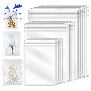 150Pcs 3 Tamanhos Sacos Para Brincos Transparentes , À Prova D'água Bolsa De Armazenamento Reutilizável Espessada Colar Anéis De Jóias Pulseira