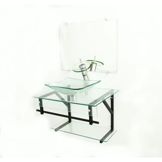 GABINETE DE VIDRO 60CM APX COM CUBA QUADRADA INCOLOR