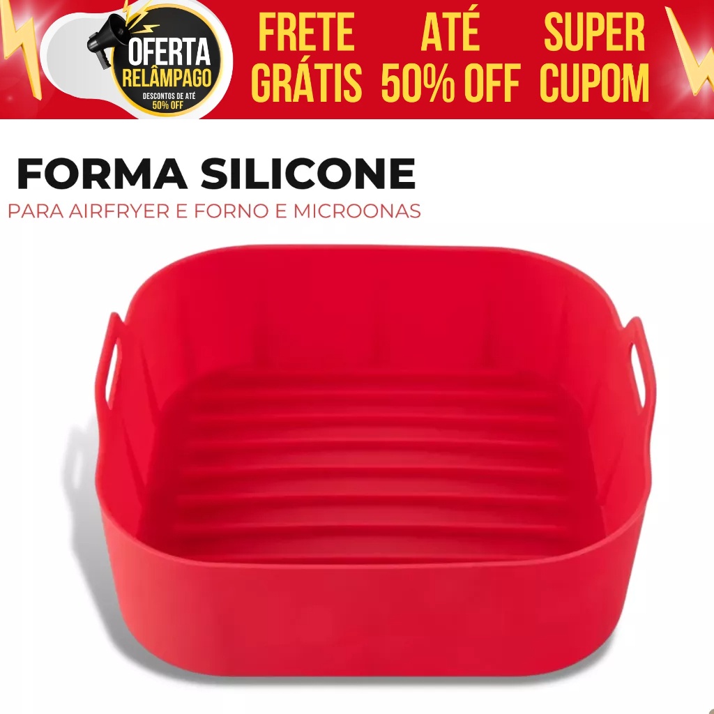 Forma Assadeira Para Fritadeira Air Fryer Microondas Forno Em Silicone Flexível Laváve
