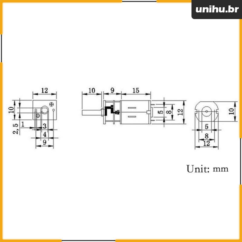 [Unihu] Eixo 3V 6V N20 Mini Engrenagem Metálica Redutora Motor diy Robô buliding