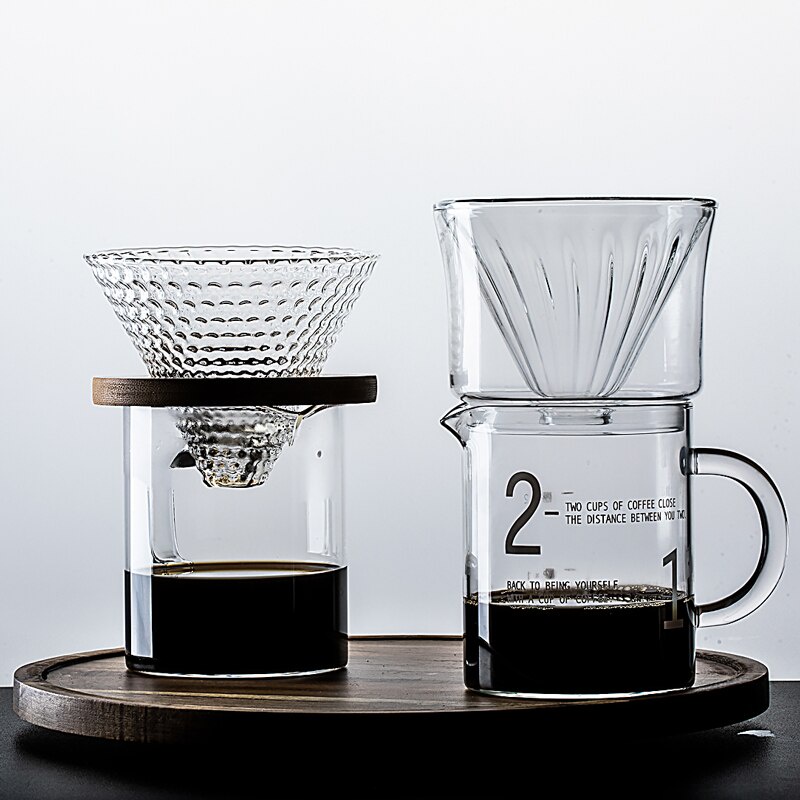 1-2 Xícaras Conjunto De Filtros De Café Em Vidro Secador Pote Funil Reutilizável