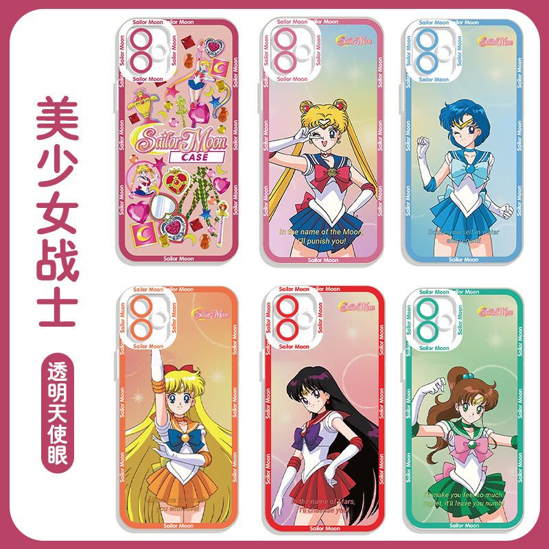 Capa Macia Para Telefone Celular Sailor Moon Adequada iPhone 14 Pro Max 13 12 Mini 11 XS XR X 8 7 Plus 6S 6 SE Transparente Anti-Colisão Lua De Gelo Com Tudo Incluído