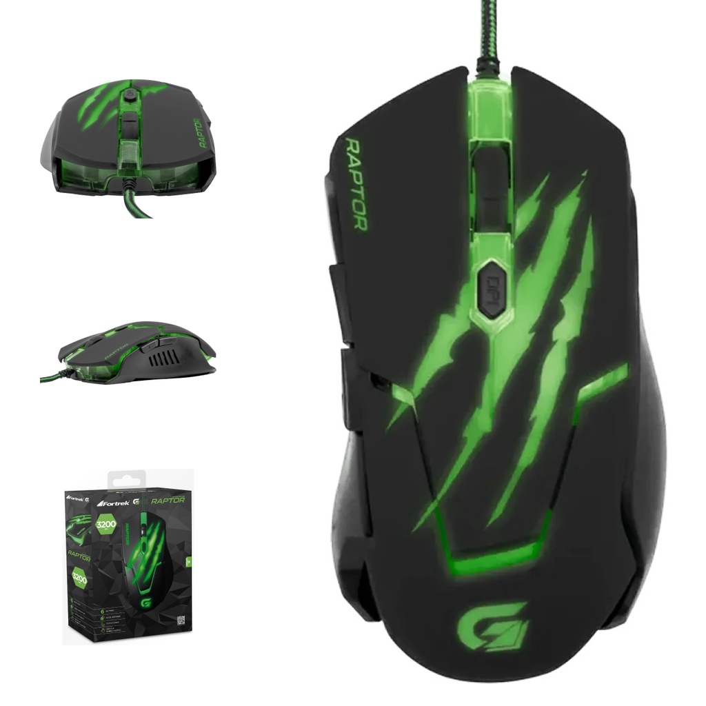Mouse Gamer Para Jogo Raptor Series Luz LED Fortrek | Shopee Brasil