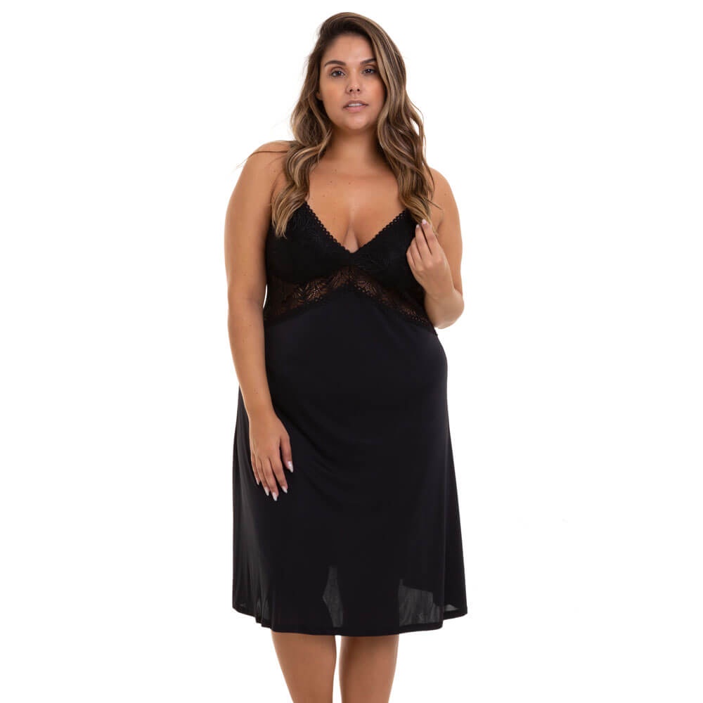 Camisola Curta Liganete Com Renda Sepie 2367 Plus Size