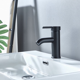 Torneira Para Banheiro Baixo Inox Lavatório Cuba Mesa Misturador Água Quente E Fria Cor Preto
