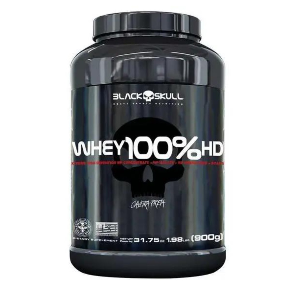 Suplemento em Pó Black Skull Whey 100% HD – 3w 900g em Pote – Sabor Chocolate – C/ Nota fiscal