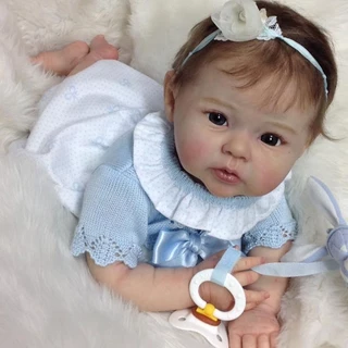 20inch Already Finished Painted Reborn Baby Dolls Raven Lifelike Soft Cloth Body Bebe Girl 3D Skin Visible Veins with Root Hair Babies Doll