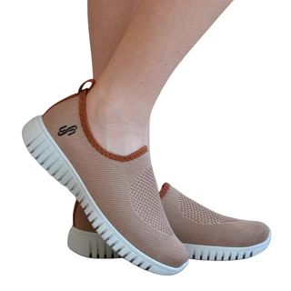 Tenis Feminino Slip On Flatform Tecido Usaflex Ae2208 Bege em Oferta na Shopee
