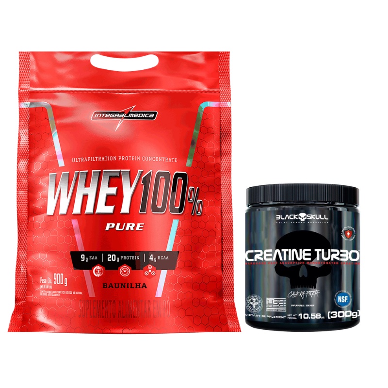 Kit 100% Pure Whey Protein 900g + 1 Creatina Turbo 300g