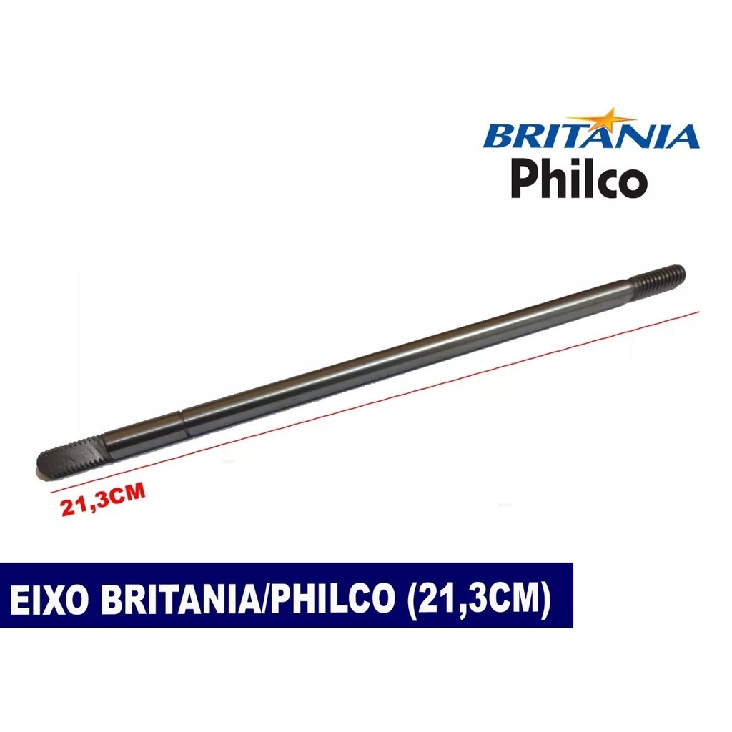 Eixo do Rotor Ventilador Mesa/Coluna Britania/Philco Mega Turbo 40cm 21,3cm - Eixo 8,0mm 1/2 Lua + buchas MM1887