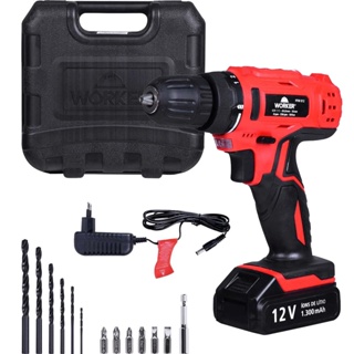 Parafusadeira A Bateria 12v Com Maleta 17 Acessórios Worker