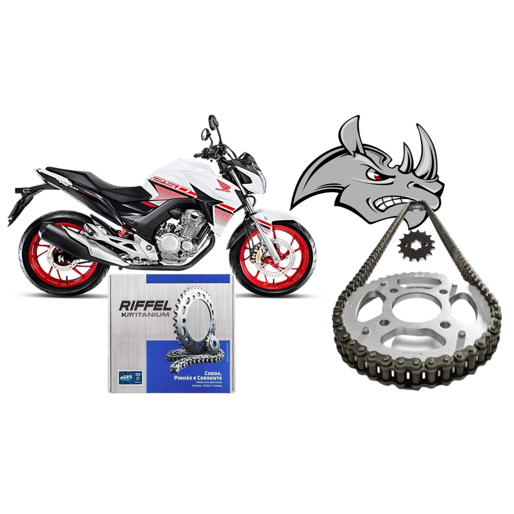 Kit Relação Cb Twister 250 2016 a 2022 C/anel Titanium 1045