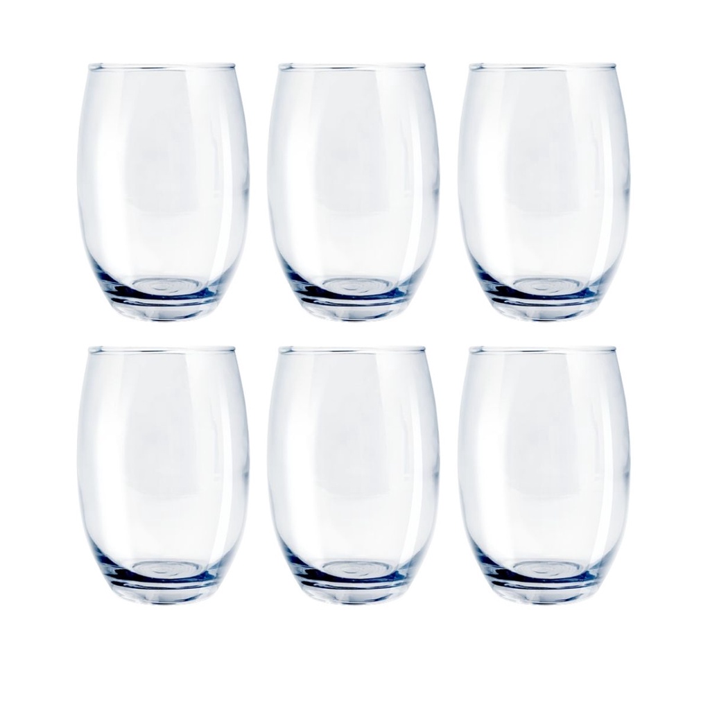 6 Copos Redondo Vidro Transparente California Mesa 450ml