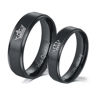 Anéis Femininos De Aço Inoxidável Dedo Branco Preto Homens Anel De Casamento Presente Aliança de Namoro Dia dos Namorados