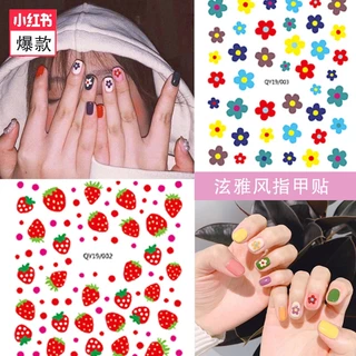 Autocolante De Unhas De Flor Pequena Unicórnio De Morango E Fresca Manicure 3D Decalque Jóias