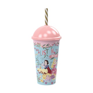 Copo Shake de Plástico 500 ml com Tampa e Canudo Princesas