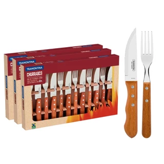 Kit 3 Jogo De Talheres Tramontina Churrasco Jumbo 12 Peças