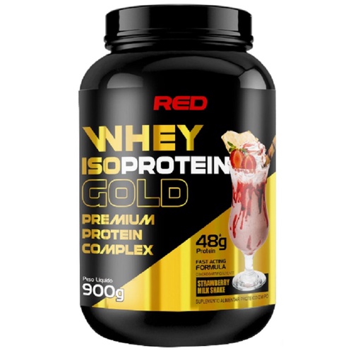 Isoprotein Gold Whey Protein Premium 900g Milk Shake Morango