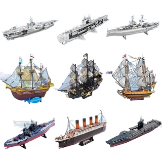 Mini Quebra-Cabeça Metálico 3D Puzzle De Batalha Nave A Vapor Modelo Black Pearl Uss Roosevelt Titanic DIY Brinquedos Feitos À Mão Para Crianças Cabeças De