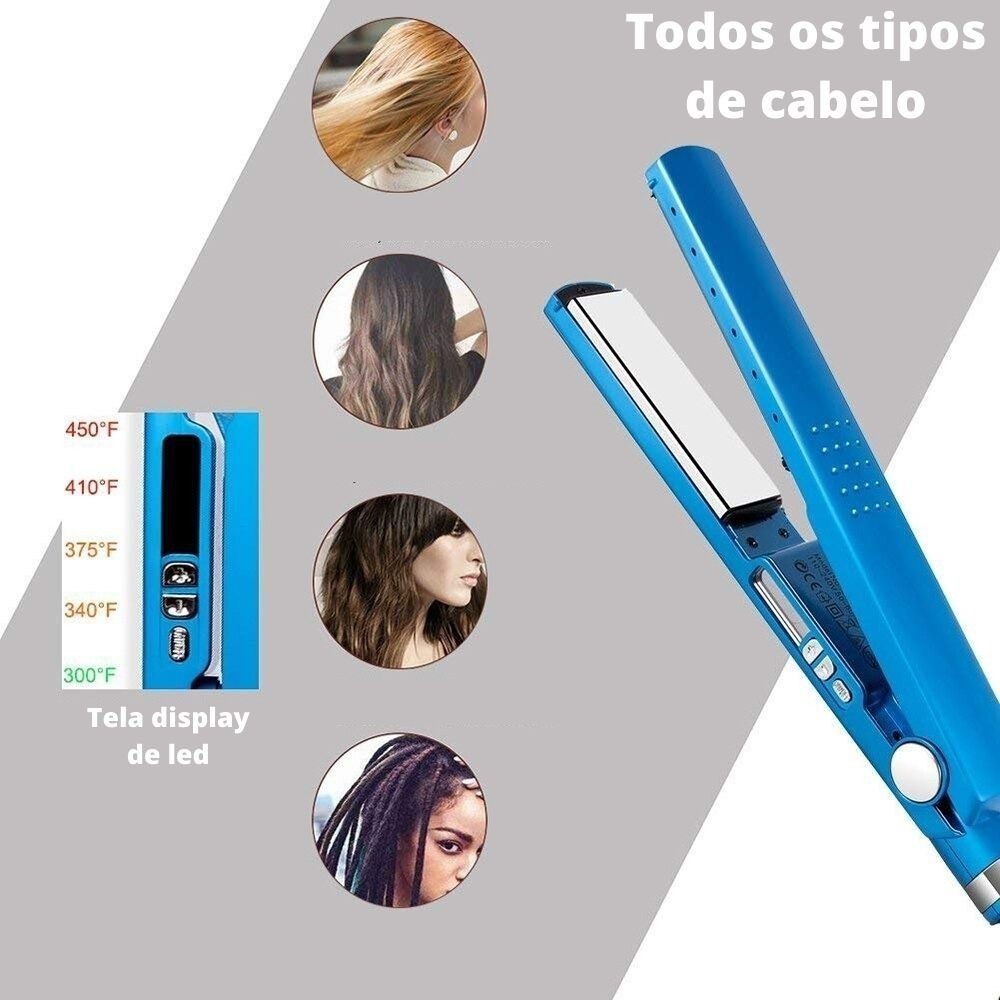 Chapinha para cabelo Prancha Profissional Led de Temperatura Slim ...