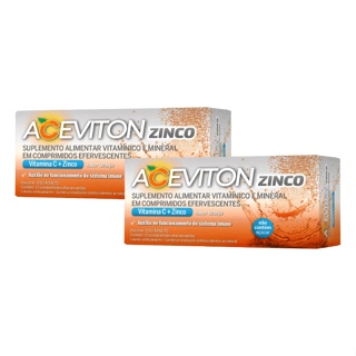 Aceviton Vitamina C + Zinco Suplemento Alimentar Efervescente C/10un - kit C/2
