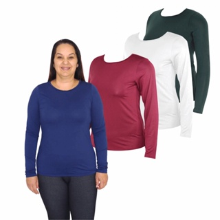 Kit 4 Blusas Camiseta Térmica Feminina com Proteção Solar UV Plus Size