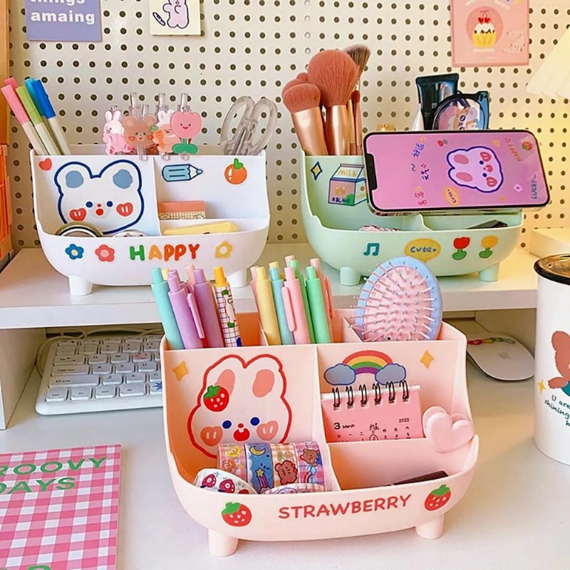 Porta Caneta Porta Treco Organizador de Mesa Maquiagem Papelão Rilakkuma Kawaii  Desenho Fofo Japonês - Porta Caneta - Magazine Luiza