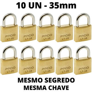 Kit 10 Cadeado Pado 35mm mesmo segredos iguais mesma chave