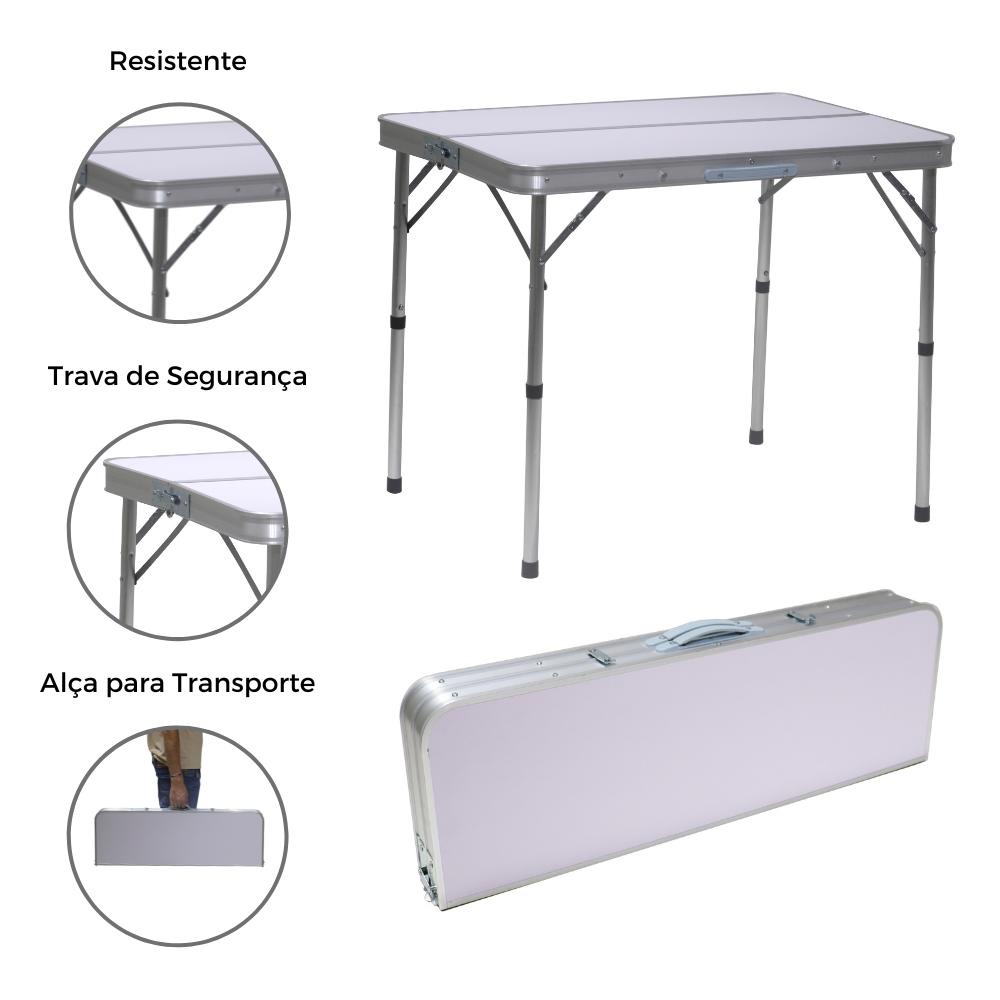 Mesa Dobrável de Alumínio 90cm x 60cm Branca | Shopee Brasil