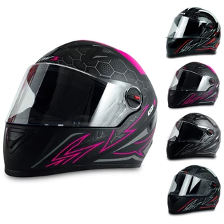 Capacete Fechado GT2 Preto Fosco Rosa Vermelho Fosco Brilhante Narigueir aEspuma Densidade D28 FW3
