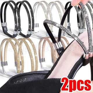 1 Conjunto De Cintas De Saltos Altos Femininos/Anti-Solto Fixação Elástica Ajustável Decoração De Sapatos De Diamante Strass Para Tornozelo