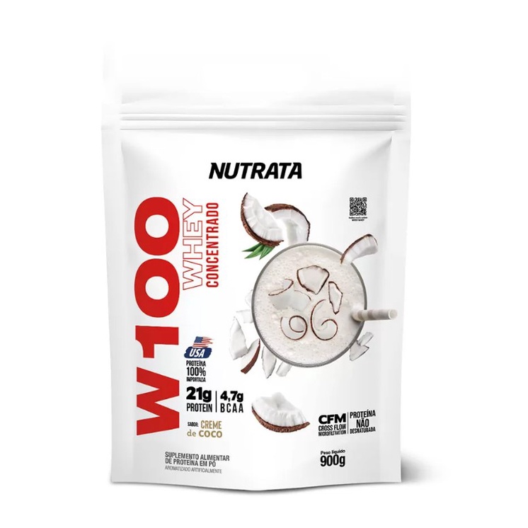 Whey Concentrado W100 Coco Refil 900g Nutrata