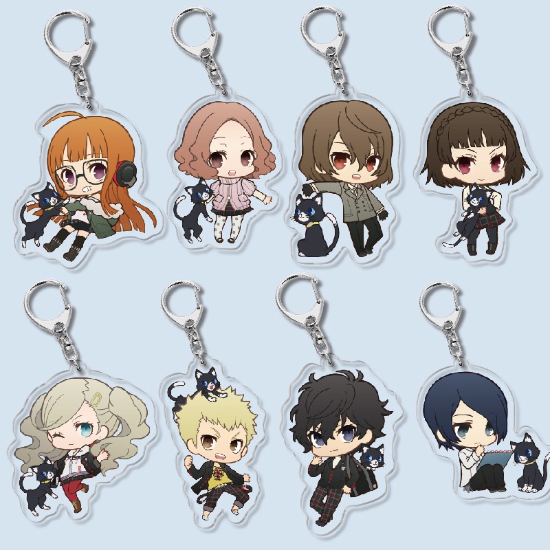 Jogo Persona 5 Keychain Cartoon Figura Ren Amamiya Ryuji Sakamoto Anne Takamaki Acrílico Pingente Acessórios De Bolsa