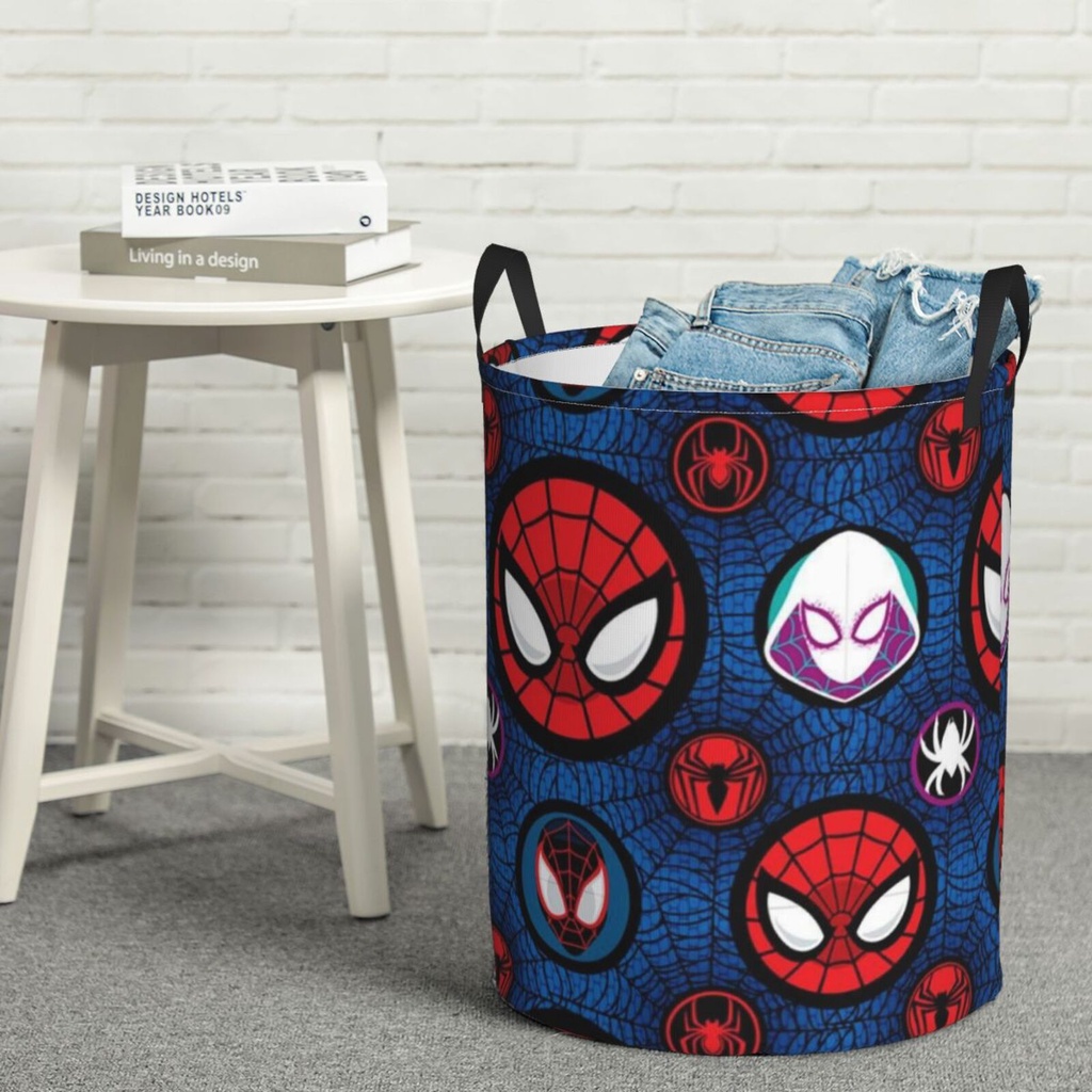 Cesta De Colada Grande Plegable Arpan - Nylon Negro Con Tapa Y Asa, Ahorra Espacio (35x25x50 Cm Desplegada)