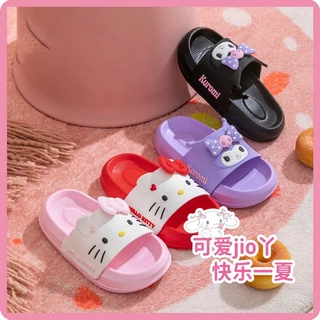 Sanrio Hello Kitty Sandálias E Chinelos De Verão Para Crianças Meninas Banheiro Doméstico Kulomi Mãe Filha Adultos Fofinhos Leves