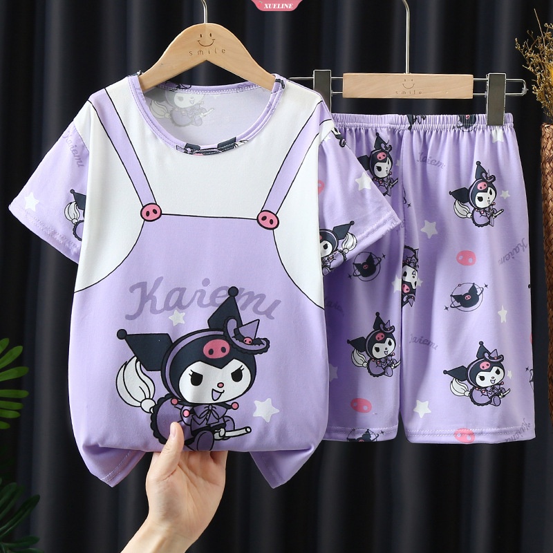 Conjunto de pijama de algodão kawaii infantil, Sanrio Kuromi Cinnamoroll,  pijamas fofos dos desenhos animados, Melody Kids, roupas domésticas, verão  - AliExpress