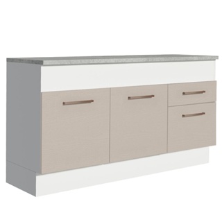 Balcão de Pia 150 cm 2 Portas e 2 Gavetas (Com Tampo) Branco/Crema Agata Madesa